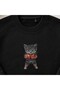Boxer Cat Embroidered Crew Neck Sweatshirt Unisex