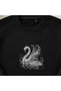 Elegant White Swan Embroidered Crew Neck Sweatshirt Unisex