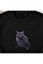 Purple Night Owl Embroidered Crew Neck Sweatshirt Unisex