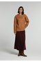 Regular Fit Round Neck Plain Women's Brown Sweater - 3