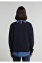 Regular Fit Shirt Neck Checkered Women's Navy Blue Sweatshirt - 2