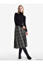 I Zippered Checkered Embroidered A-Line Skirt from Freezen Store