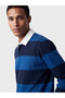 Esvab • Modern & Distinctive Devrik Roba Collar Striped Men's Sweatshirt