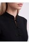 Quality Pieces from Çelebi Store: Upright Roba Collar Appliqué Buttoned Crepe Dress - 3