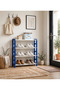 4-Tier Multi-Layer Shoe Rack Organizer - Stackable Plastic Shoe Storage Shelf - Space Saving Shoe Stand for Entryway, Hallway and Closet - Blue & White - 2