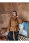 New Season Women's Stand Collar Nubuck Suede High Collar Thick Textured Snap Detailed Back Gathered Belted Women's Jacket - 2