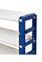 4-Tier Multi-Layer Shoe Rack Organizer - Stackable Plastic Shoe Storage Shelf - Space Saving Shoe Stand for Entryway, Hallway and Closet - Blue & White - 3