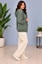 Cedy -Special Design Women's Stone and Embroidery Detailed Buttoned Hooded Sweat Cardigan C7150-Khaki - 4