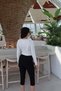 Asymmetrical Cut Blouse with Shoulder Ties — White - 2