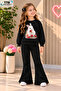 Winter, Spring, and Autumn Girls' Black Spanish Flared Bottoms and Black Sweat Top