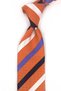 Orange Stripe Pattern Italian Silk Tie İk2587