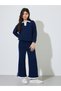 Teen Girls Navy Waffle Knit Top and Pants Set - 3