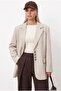 Women's Jonas Lined Pocketed Beige Lux Oversize Blazer Jacket - 3
