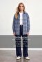 Woman's blue plaid patterned classic shirt alc-x15924 - 2