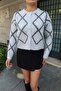 Baklava Patterned Buttoned Knitwear Cardigan - White - 6