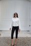 Diver Fabric Shirt Collar Hidden Button Crop Jacket — White - 3