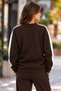 Women's Crewneck Sweatshirt with Striped Details Oversize Brown - 2