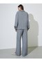 Grey Crinkle Casual Shirt and Wide Leg Trousers Set - 5