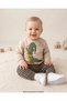 Baby Boy Crocodile Printed Stripe Parachute Pants 1-2-3-4 Years Old 2-Piece Stylish Bottom and Top Baby Set