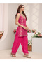Pink Woven Design Silk Blend Straight Kurta, Salwar And Dupatta Set - 2