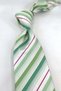 Green White Stripe Pattern Italian Silk Tie Ik2633 - 2
