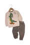 Baby Boy Crocodile Printed Stripe Parachute Pants 1-2-3-4 Years Old 2-Piece Stylish Bottom and Top Baby Set - 2