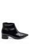 Poca Women's Shiny Black Pointed Toe Low Block Heel Side Zipper Short Boots 4 cm Heel - 3