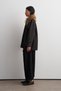 Fur Collar Trench Coat Black - 4