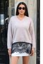 Lace Detailed V-Neck Knit Sweater with Skirt — Beige