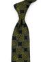 Black Green Motif Pattern Italian Silk Tie İk2602