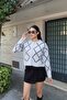 Baklava Patterned Buttoned Knitwear Cardigan - White - 5