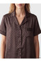 Two Mt Shop Quality Lcw Dream Brown Satin Polka Dot Short Sleeve Women's Pajama Set - 3