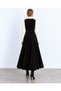 Black Corduroy A-Line Maxi Length Front Buttoned Belted Viola Dress - 6