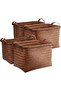 SKY-TOUCH 4pack Rectangular Rattan Storage Basket with Handle,Strong and Durable Hand-Woven Rattan Basket for Organizing,Storage and Organizer Baskets,38 28 24cm, Coffee Color