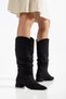 Short Heeled Wrinkled Suede Women's Boots - 2