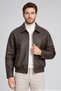 Men's Brown Oversize Faux Leather Coat with Zipper and Elastic Waist Detail - 3