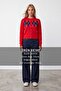 Women's Red Diamond Patterned Buttoned Knitwear Cardigan Alc-X15923 - 2
