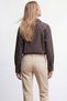 Women's Brown Striped Oversize Woven Shirt Alc-X15631 - 6