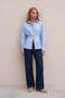 Women's Blue Pleated Detailed Waist-Fitted Poplin Shirt Alc-X15628 - 4