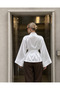 White Taffeta Fabric Belted Kimono - 2