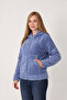 Women's Trendy Hooded Zippered Blue Plush Cardigan - 2