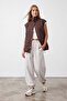 Women's Brown Oversize Trench Coat Vest Alc-X15621 - 3