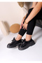 Elara Black Patent Leather Women's Daily Saddle Almond Toe Comfortable Stylish Moccasin Loafer Shoes - 5