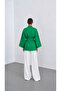 Green Linen Textured Belted Kimono Jacket - 75 cm - 3
