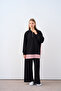 Women's Half-Zip Striped Detail Set Black