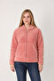 Women's Trend Hooded Zippered Pink Plush Cardigan