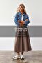 Women's Camel Elastic Waist Double Pocket Woven Skirt Alc-X15632 - 2