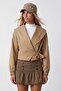 Women's Camel Shawl Collar Lined Short Trench Coat Alc-X15633 - 3
