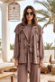 Three-Piece Suit with Embroidered Vest and Belted Trousers 101077 Brown - 8