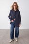 Women's Navy Blue Striped Oversize Woven Shirt Alc-X15631 - 3